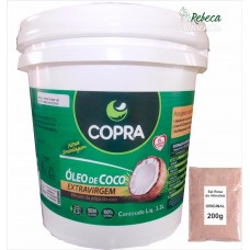Balde Óleo De Coco Extra Virgem 3,2l Copra + Sal Rosa 200g